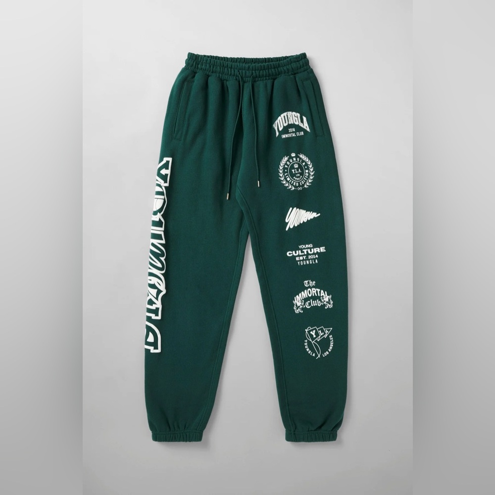 Mens YoungLA 204 Immortal Killer Jogger Sweatpants - Balsam Green Size Medium